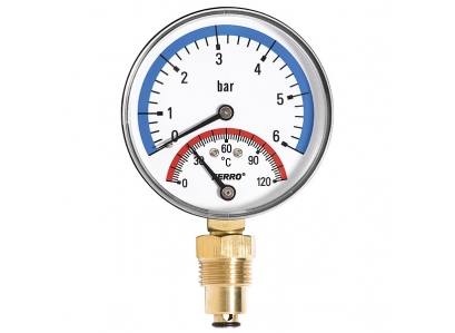 Termomanometer 0-6bar 0-120° zadný 1/2" 80mm