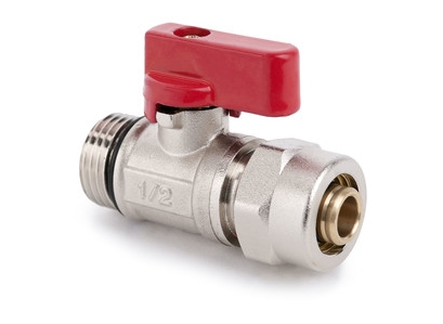 Guľ.kohut MINI 1/2"  na PEX 16x2 ČERVENÝ