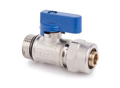 Guľ.kohut MINI 1/2"  na PEX 16x2 MODRÁ